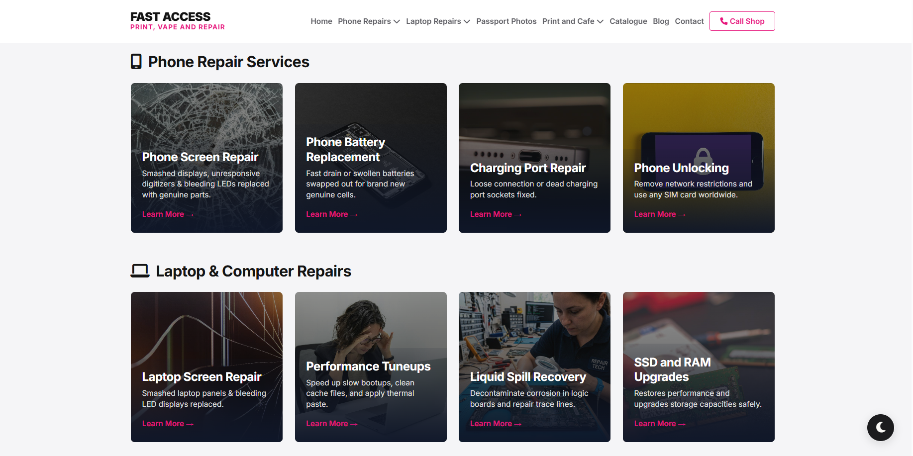 Fast Access After Website Mockup